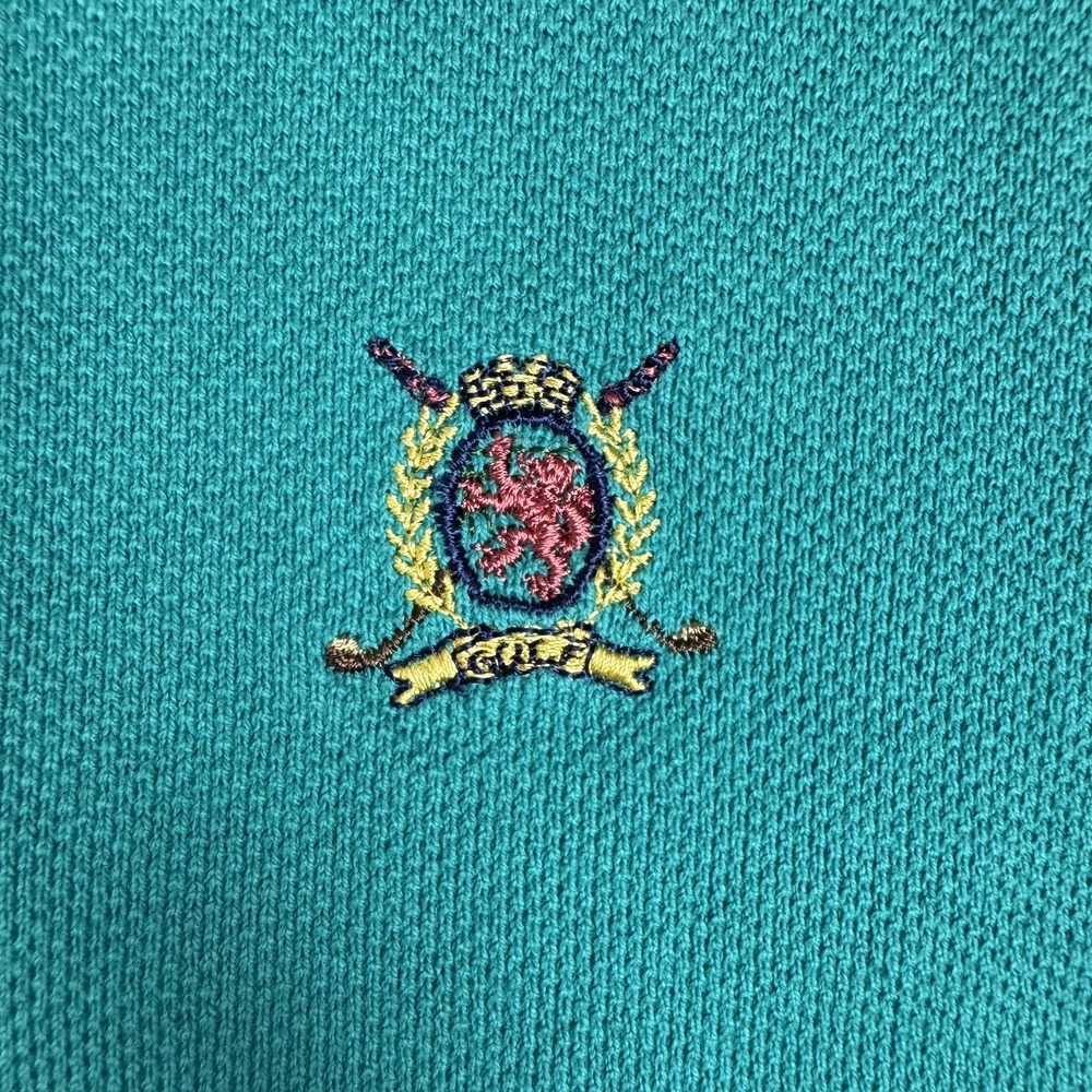 Vintage Tommy Hilfiger Golf Sweater Vest Men L Teal Crest V Neck 100% Cotton - Picture 4 of 9
